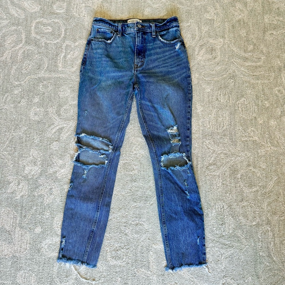 Abercrombie Skinny High Rise Distressed Jeans